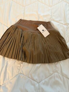 ESQUALO pleated mini skirt in olive brown